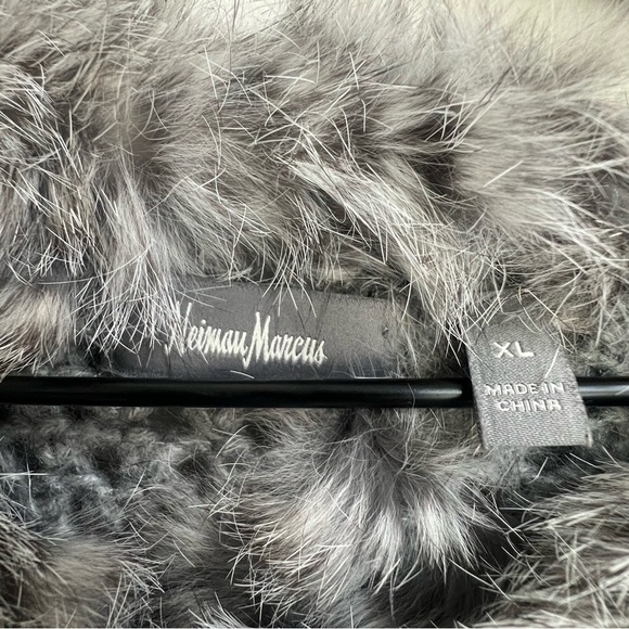 Neiman Marcus 100% Rabbit Fur Open Knit Vest size XL Gray Old Money Chic - Picture 7 of 15